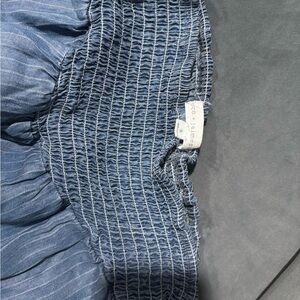 Coco + Jaimeson Blue striped wide leg pant leg